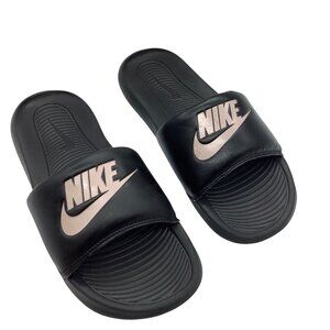 Nike Victori One Slides Women Size 8 Black Comfort Light Pink Sandals cn9677-002